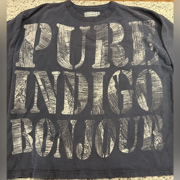 Vintage 90s Bonjour Crewneck Pure Indigo MADE IN USA - Picture 2 of 3